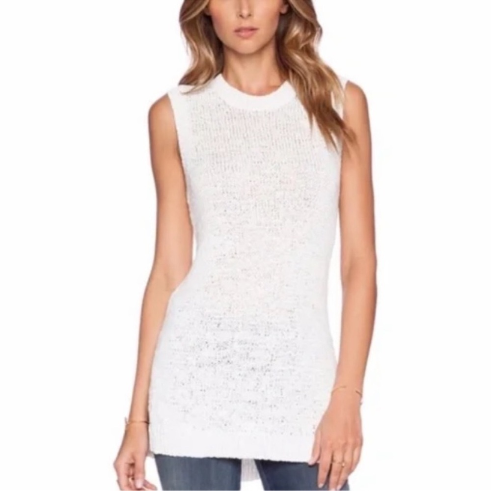 Theory Meenaly knit worthy crochet sleeveless sweater tank top‎ white Small EUC